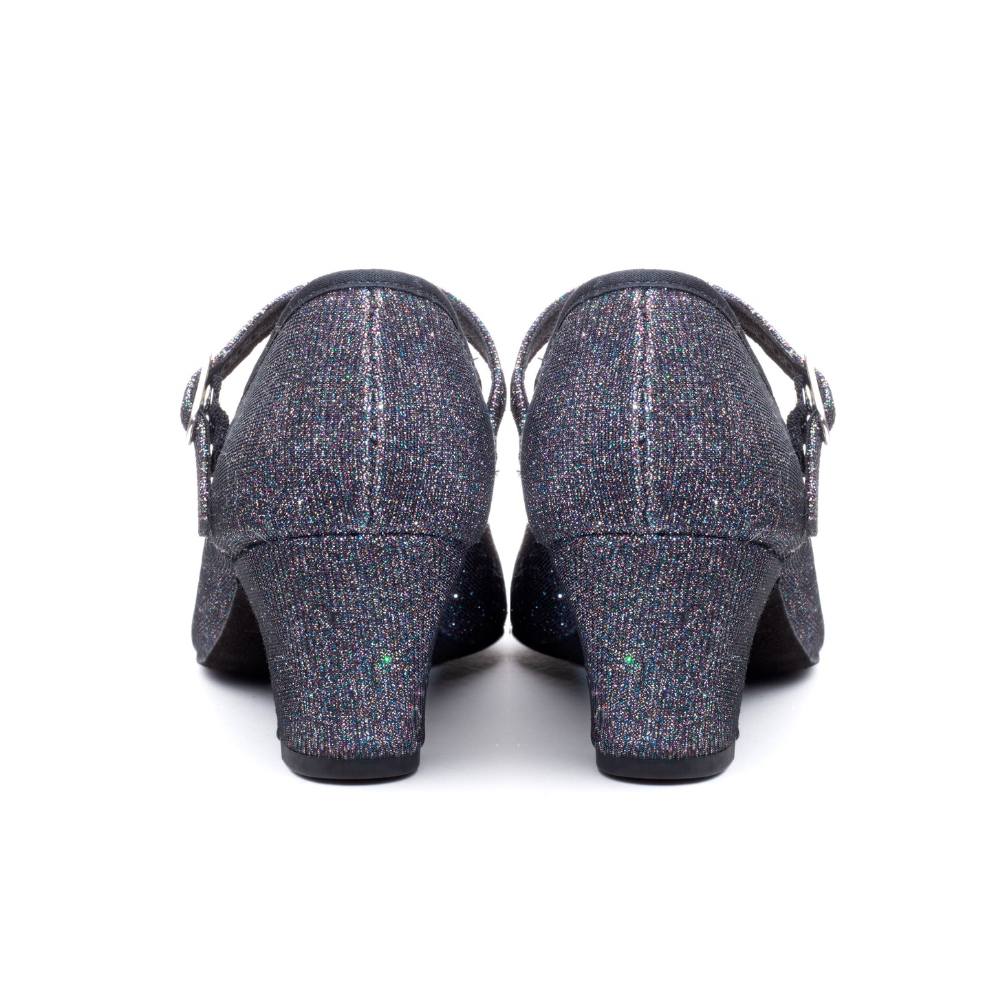 Black Multi Glitter Suede Sole Showtime Stage Dance Shoes 2 Inch Heel