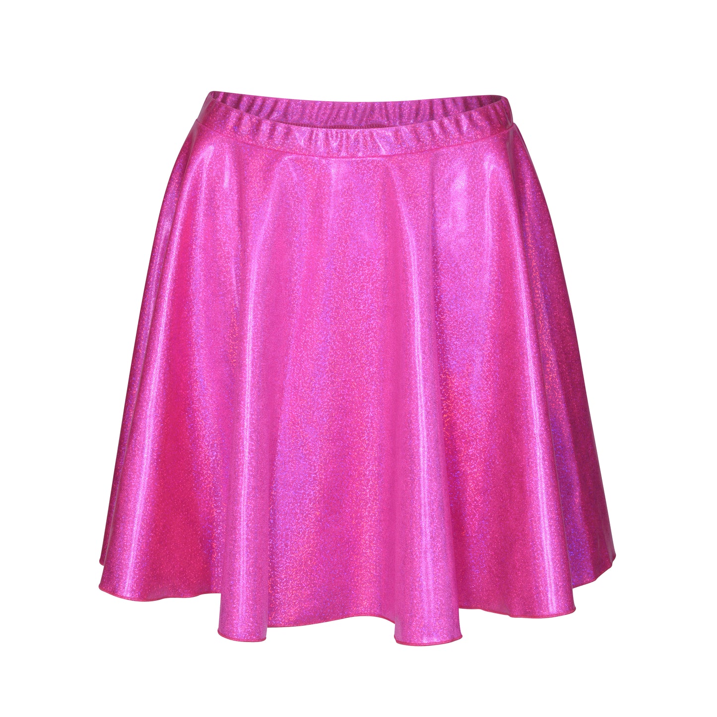 KDSK01 Girls and Women's Sparkly Hologram Pull On Circular Dance Skirt