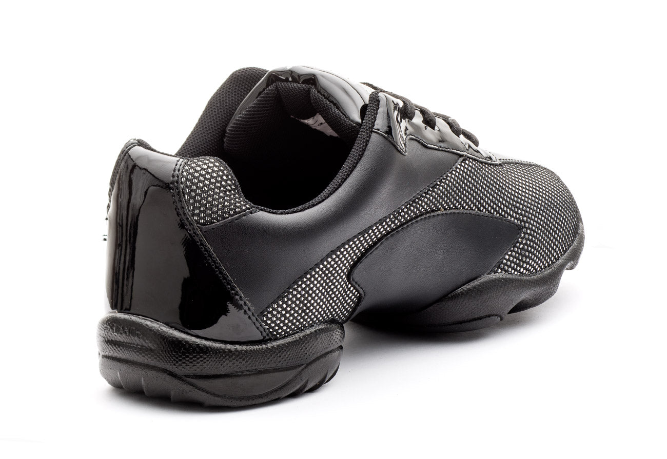 Black And Silver Sparkle Lace Up Split Sole Jazz Dance Practice Shoes Sneakers Trainers