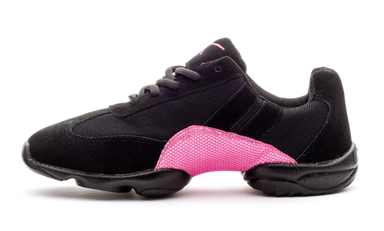Black And Pink Sparkle Lace Up Split Sole Jazz Dance Practice Shoes Sneakers Trainers