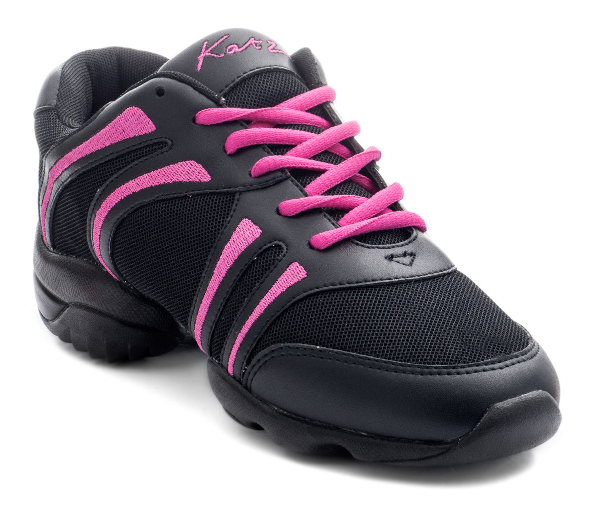 Black and Pink Lace Up Split Sole Jazz Dance Practice Shoes Sneakers Trainers