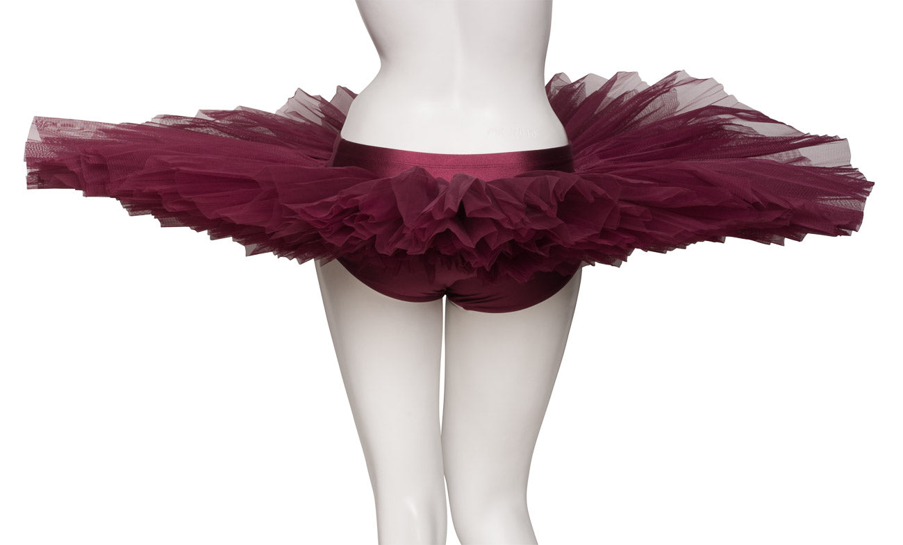 Girls Women's Burgundy Premium Professional Dance Ballet Practise Pancake Plateau Tutu Skirt