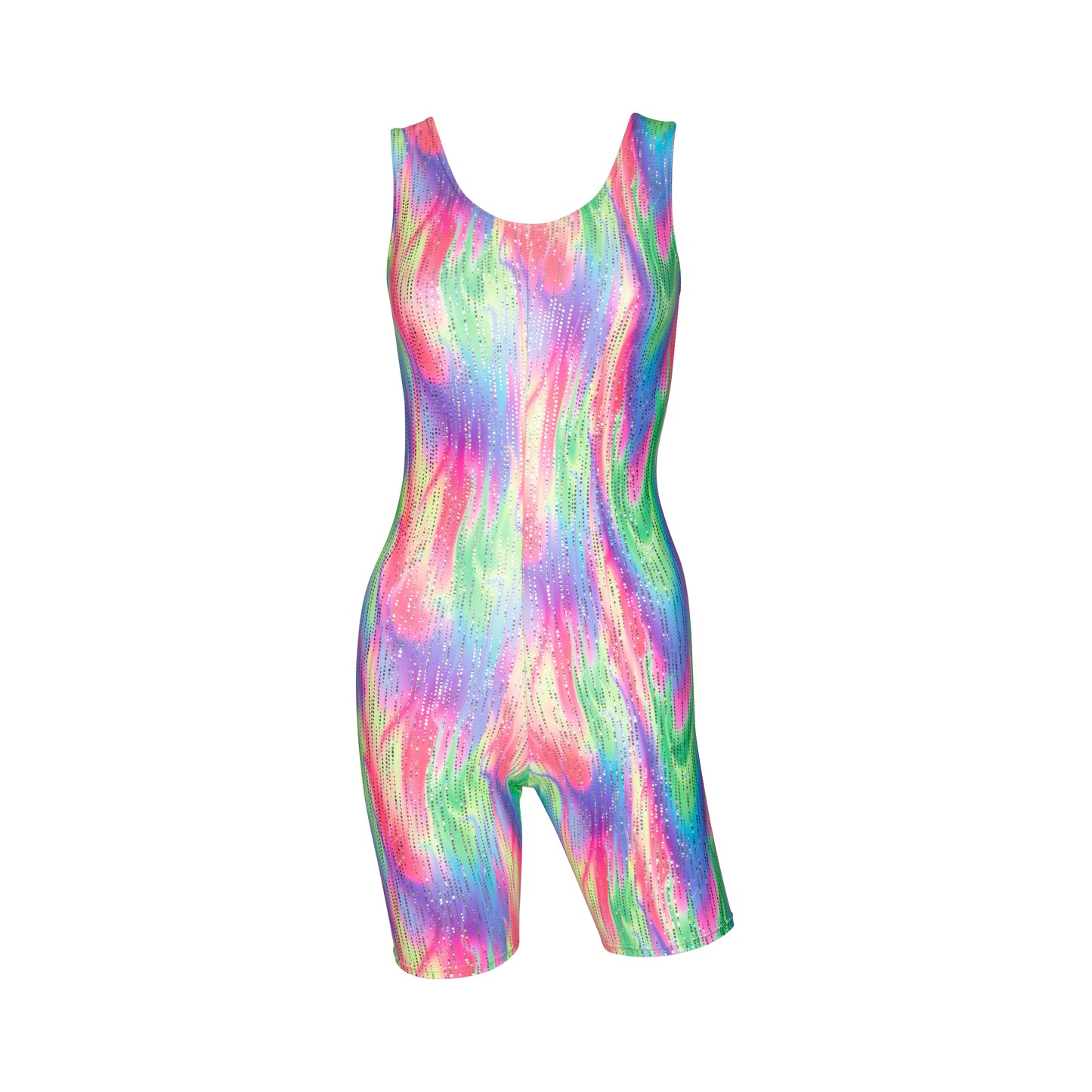KDC018 Women's Girl's Variety Of Festival Multi Coloured Print Sleeveless Catsuit