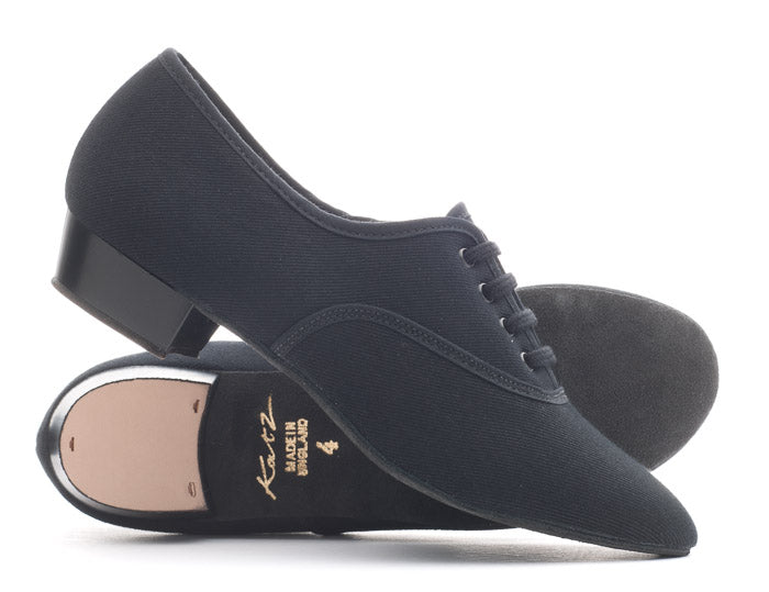 Black Canvas Low Heel Suede Sole Lace Up Practice Stage Ballroom Shoes