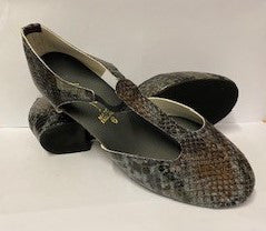 Black/Brown Snake PU Greek Dance Sandals Teaching Shoes Low Heel