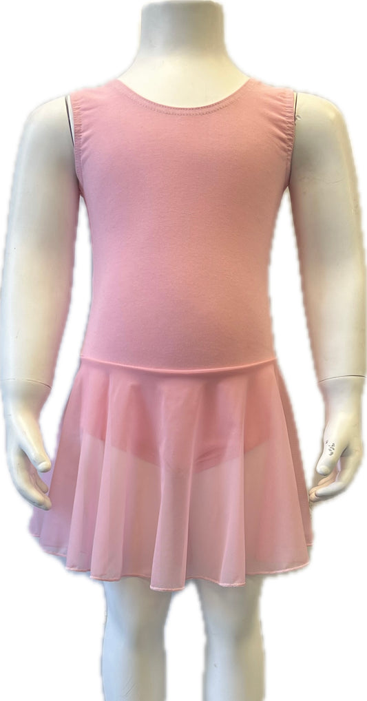 KDC035 Girls Cotton Body Sleeveless Dress With Net Skirt