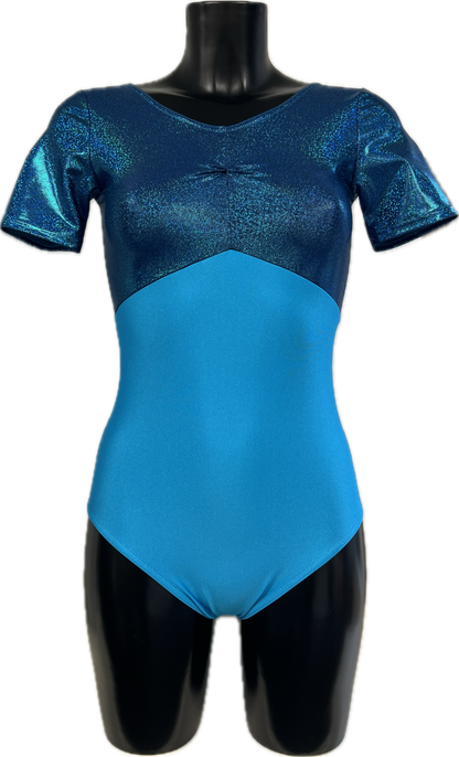 K2107 (KDC008) CUSTOM-MADE All Colours Women's Girls Lycra Short Sleeve Ruche Front Dance Leotard