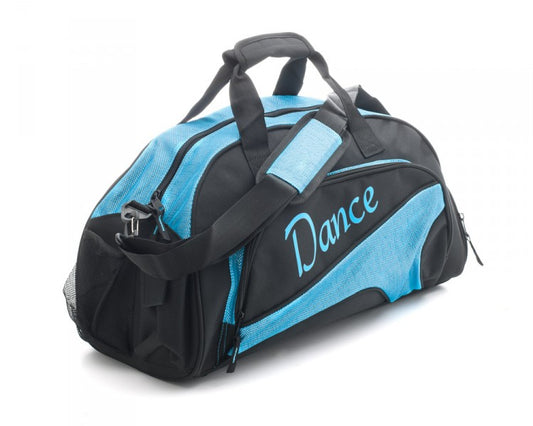 Medium Black & Sparkly Sky Blue Dance Ballet Kit Holdall Sports Bag KB89