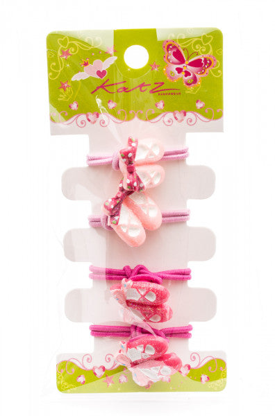 4 Pack Of Girls Pink Heart Jewel Ballet Hairclips Gifts HA-01