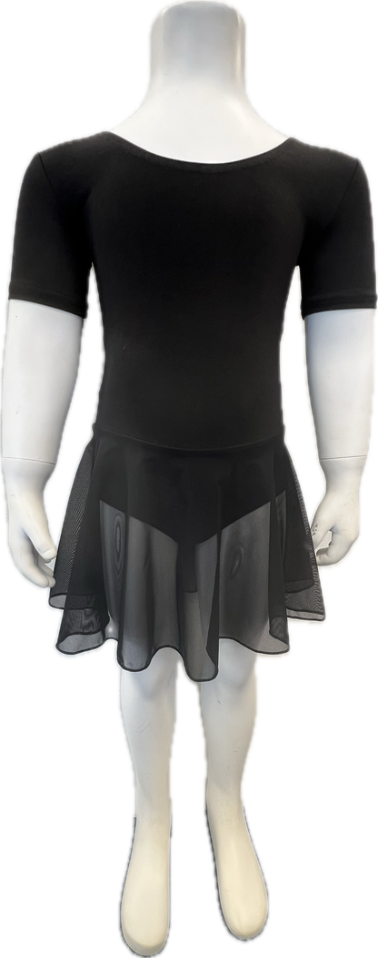 KDC034 Girls Cotton Body Short Sleeve Dress With Net Skirt
