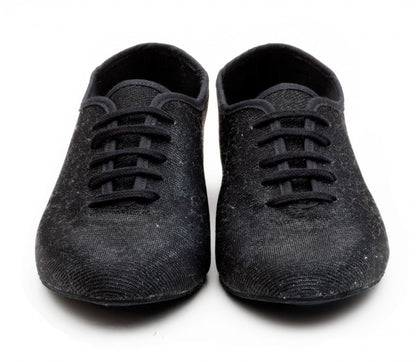 Black Glitter Full Suede Sole Jazz Shoes