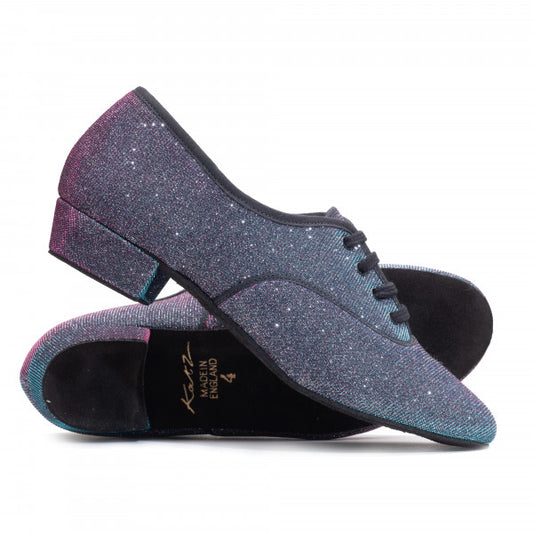 Multi Glitter Low Heel Suede Sole Lace Up Practice Stage Ballroom Shoes