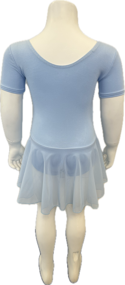 KDC034 Girls Cotton Body Short Sleeve Dress With Net Skirt