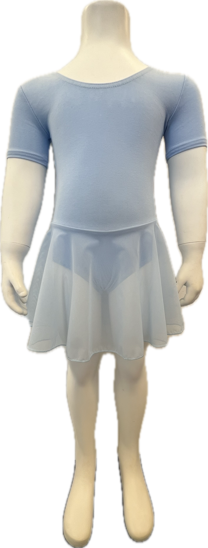 KDC034 Girls Cotton Body Short Sleeve Dress With Net Skirt