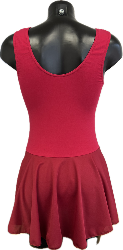 KDC041 Girls/Ladies Cotton Body Sleeveless Dress With Crepe Skirt Attached