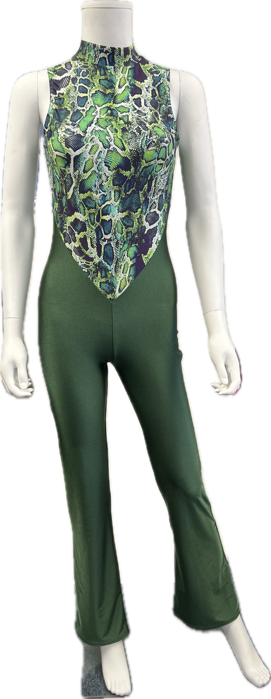 K2115 CUSTOM-MADE All Colours Women's Girls Fabric Mix Sleeveless High Neck Dance Jumpsuit