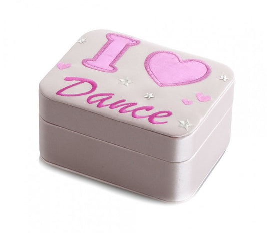 Girls Pink Satin Ballet Tap I Love Dance Jewellery Box Gift By Katz Dancewear JB-2266