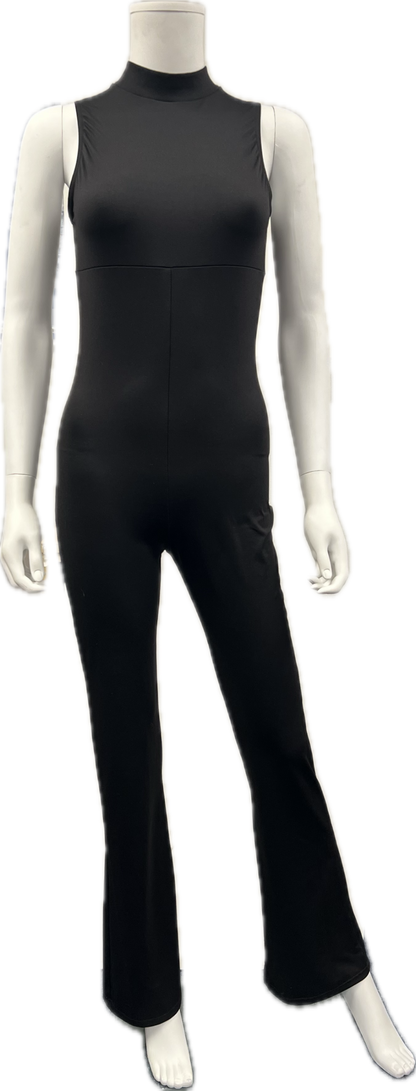 KDC015 Women's Girls Made to Order Black Sleeveless High Neck Dance Jumpsuit One Colour