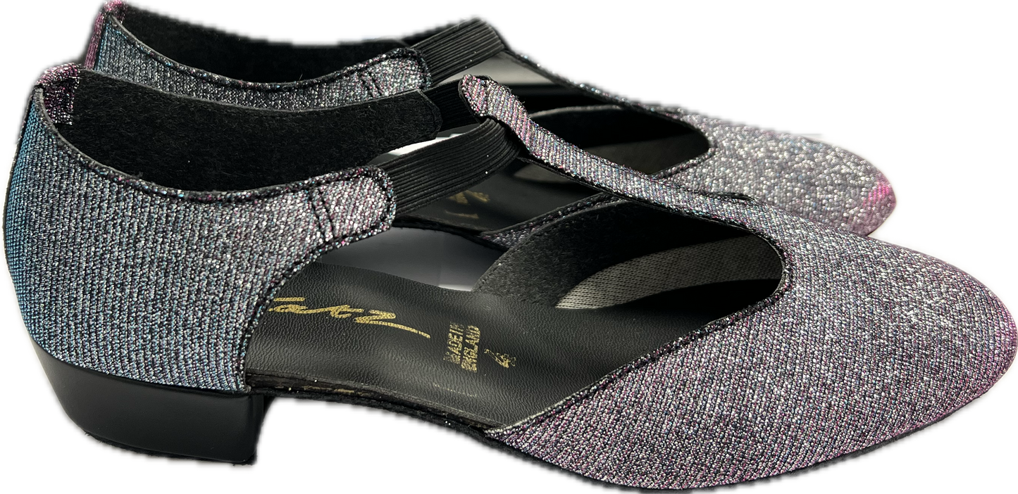 Multi Glitter Greek Dance Sandals Teaching Shoes Low Heel With Plain Heels