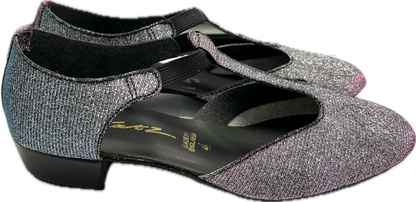 Multi Glitter Greek Dance Sandals Teaching Shoes Low Heel With Plain Heels