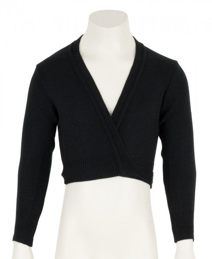 Girls Children's Black Ballet Dance Long Sleeve Crossover Cardigan All Sizes