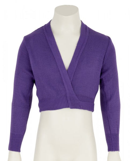 Girls Children's Purple Ballet Dance Long Sleeve Crossover Cardigan All Sizes