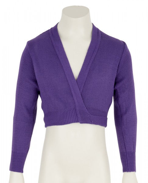 Girls Children's Purple Ballet Dance Long Sleeve Crossover Cardigan All Sizes