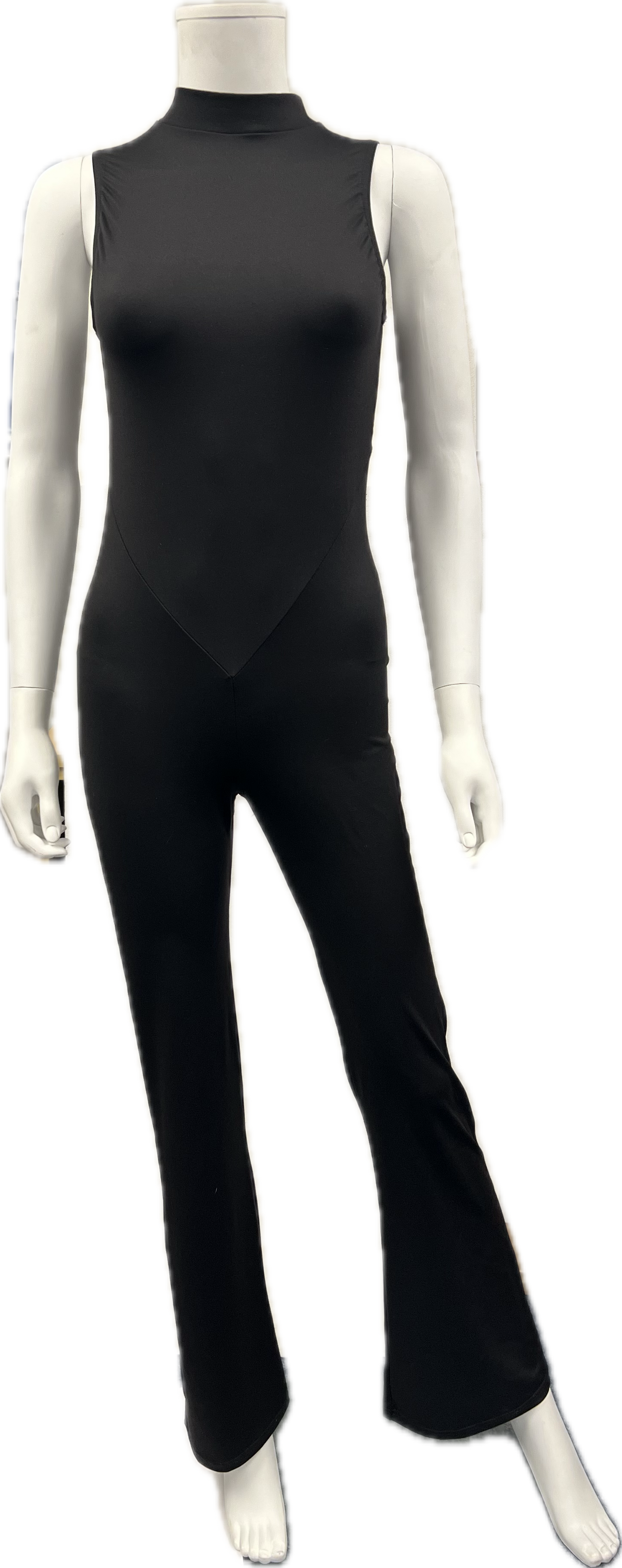 K2314 Women's Girls Black Sleeveless High Neck Dance Jumpsuit One Colour