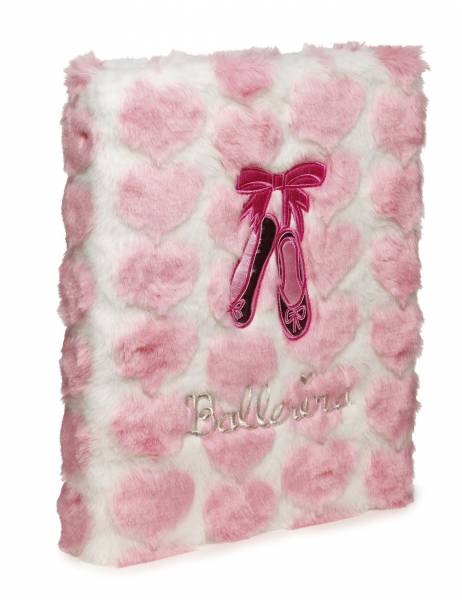 Pink Furry Hearts Ballerina Ring Binder RB-8759