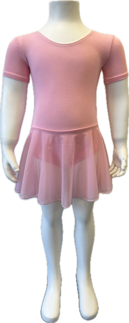 KDC034 Girls Cotton Body Short Sleeve Dress With Net Skirt