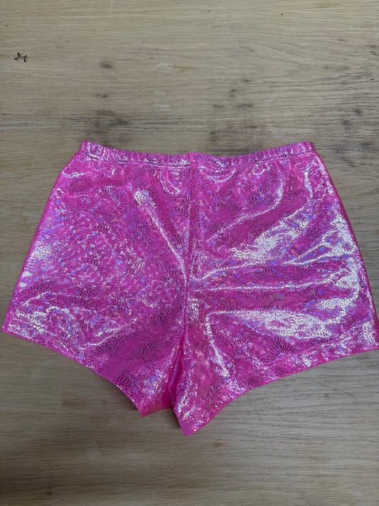 Pink hologram Dance gymnastics hot pants shorts age 11 Katz 3a Ref 22