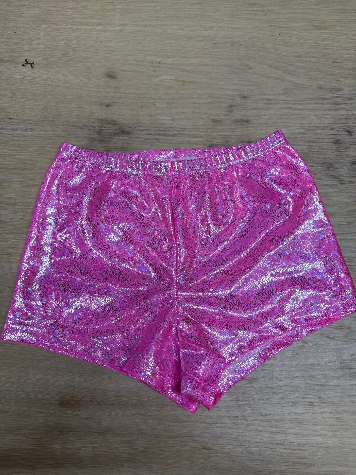 Pink hologram Dance gymnastics hot pants shorts age 11 Katz 3a Ref 22