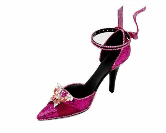 Pink Butterfly Sequin Shoe Earing And Ring Holder RH-05