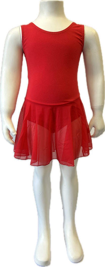 KDC035 Girls Cotton Body Sleeveless Dress With Net Skirt