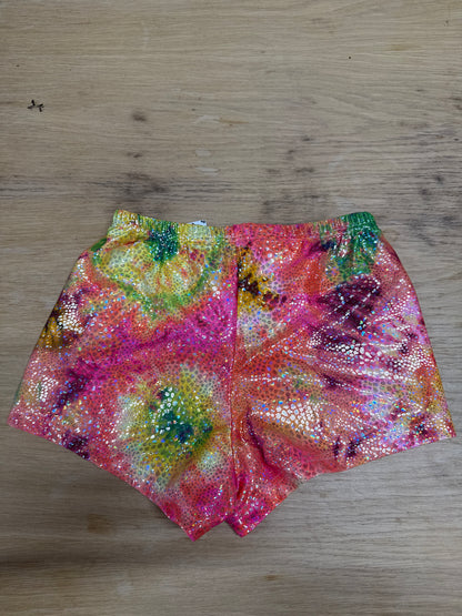 Pink hologram Dance gymnastics hot pants shorts age 11 Katz 3a Ref 23
