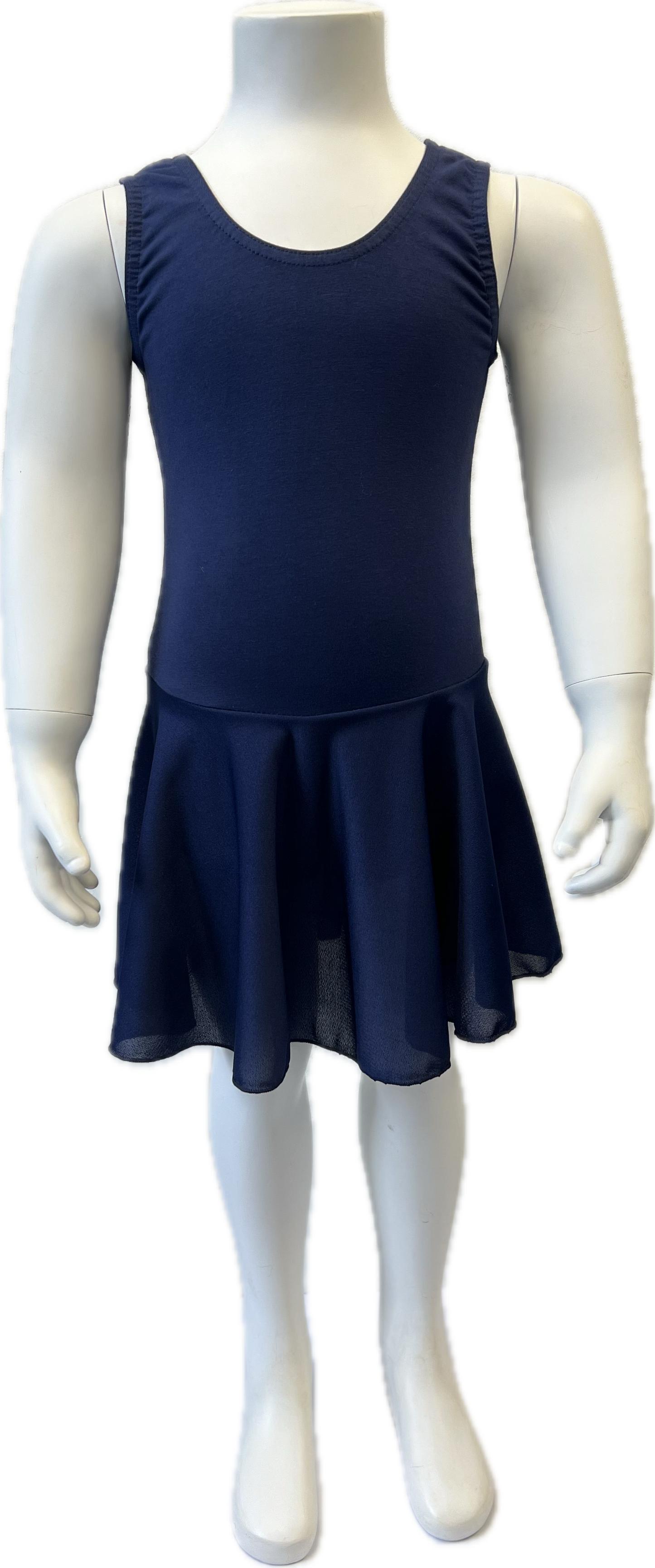 KDC041 Girls/Ladies Cotton Body Sleeveless Dress With Crepe Skirt Attached