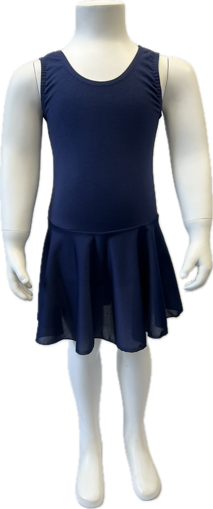 KDC041 Girls/Ladies Cotton Body Sleeveless Dress With Crepe Skirt Attached