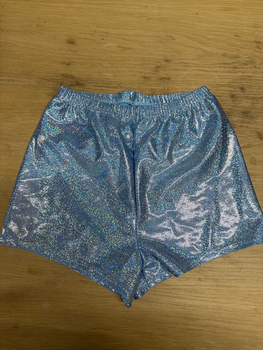 Pale blue hologram Dance gymnastics hot pants shorts  Womens UK 8 Katz 3 Ref 19