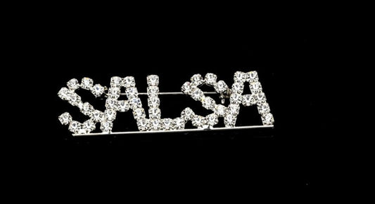 Salsa Wording Crystal Brooch JE-13