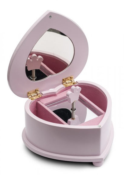 Pink Ballerina Small Wooden Heart Shaped Jewellery Music Box Christmas Birthday JB18