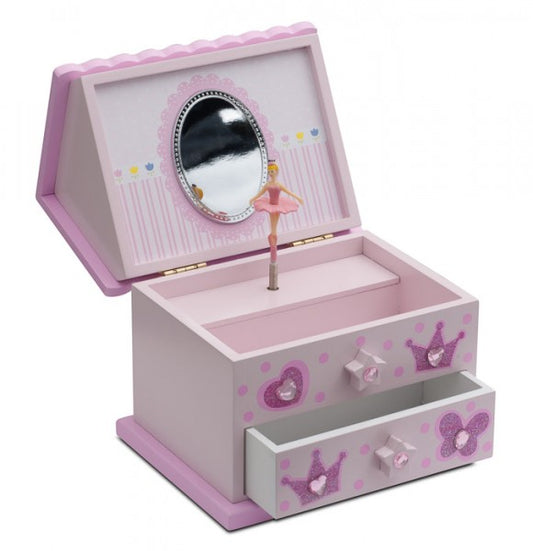 Pink Ballerina Wooden House Shaped Jewellery Music Box Christmas Birthday JB17