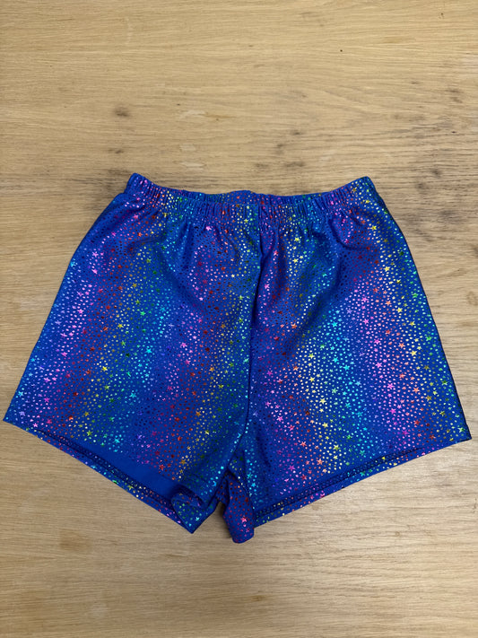 Royal blue star print Dance gymnastics hot pants shorts age 9 Katz 2 Ref 25