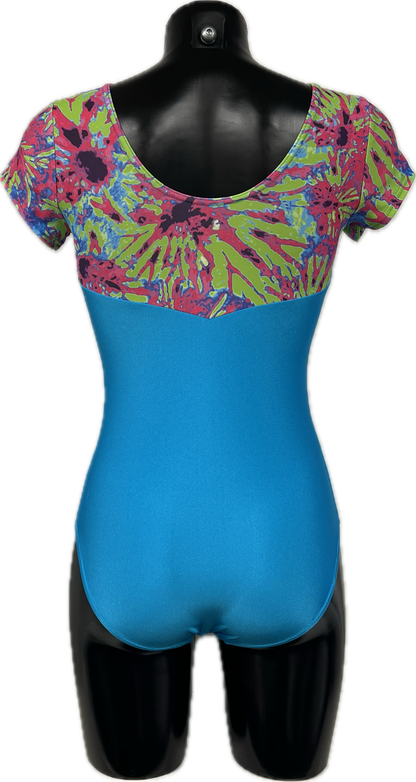 K2304 CUSTOM-MADE All Colours Fabric Mix Women's Girls Capped Sleeve Dance Leotard