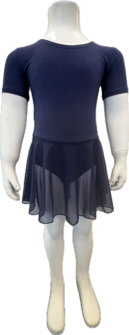 KDC034 Girls Cotton Body Short Sleeve Dress With Net Skirt