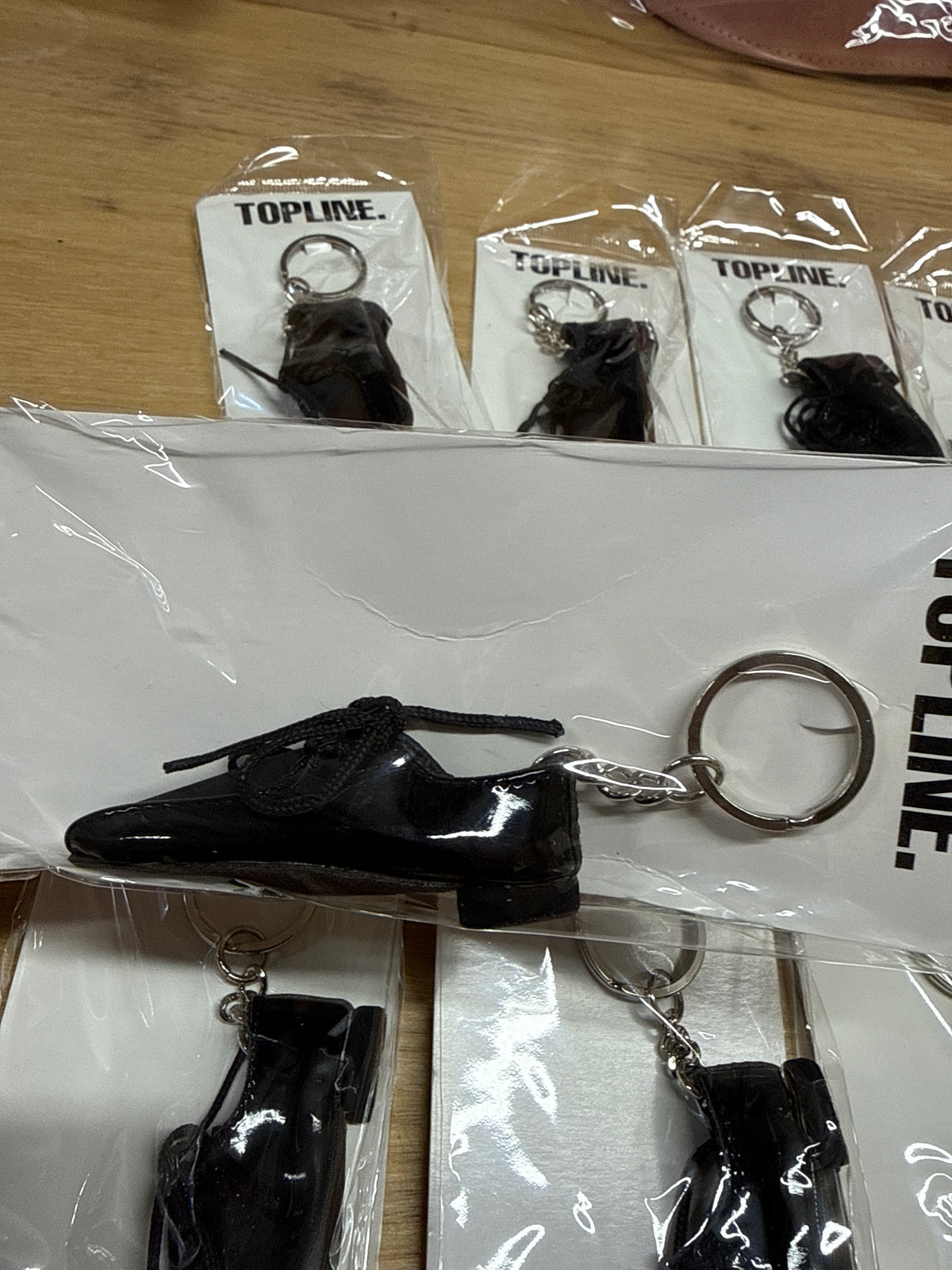 10 x pack of Men’s Black ballroom dance shoe keyrings key chains