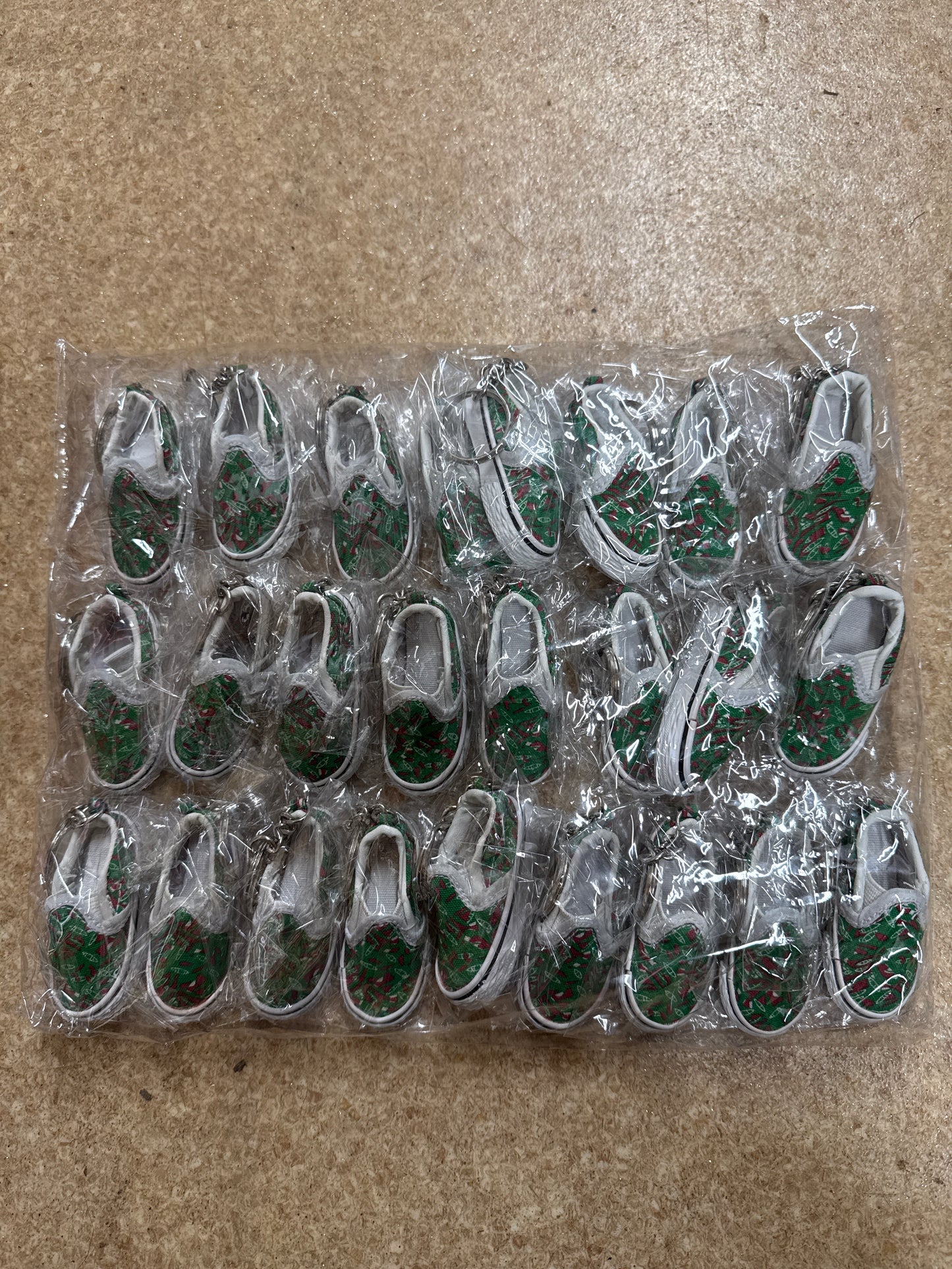 25 x pack of canvas shoe keyrings