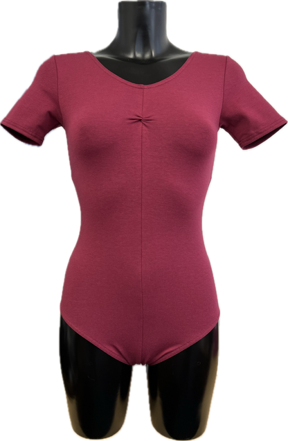 KDC040 Women's Made to Order All Colours Cotton Short Sleeve Ruched Front Ballet Dance Leotard