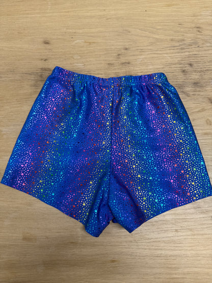 Royal blue star print Dance gymnastics hot pants shorts age 9 Katz 2 Ref 25