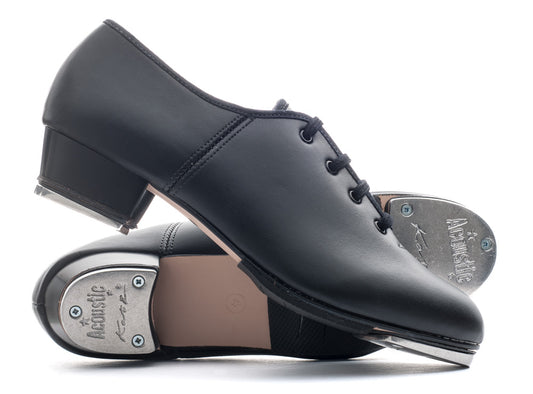 Black PU Jazz Tap Dance Shoes With Heel and Toe Plates
