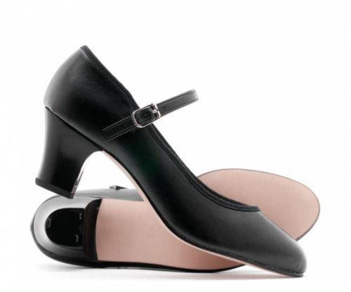 Black PU Resin Sole Showtime Stage Dance Shoes 2 Inch Heel
